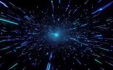 Naklejka premium Dynamic Starburst Effect Creating a Sense of Speed Through a Dark Cosmic Background