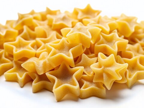 Star Shaped Pasta, Isolated on White Background, High-Resolution Food Photography