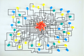 Fototapeta premium complex messy management, bureaucracy,red tape,organization and innovation, chaotic decision tree, complicated business process