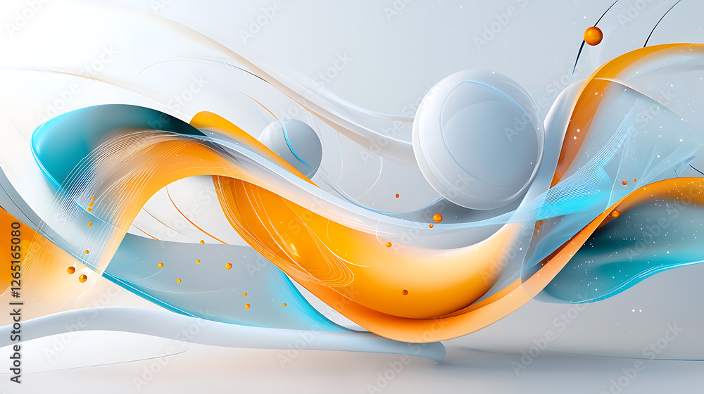 Aufkleber dynamic abstract design featuring swirls and spheres modern art context bright color palette digital