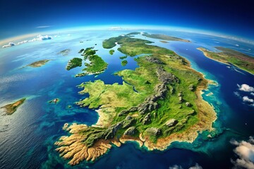 Fototapeta premium Stunning 4K Satellite Image of Ireland: High-Resolution Map of Emerald Isle in Europe
