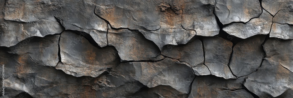 Poster textured weathered rock surface with cracks and natural patterns in gray and brown