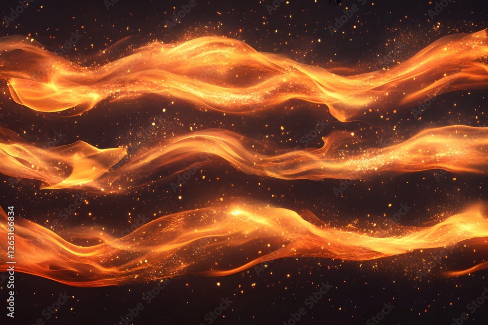 Poster abstract fire stream with glowing particle effect on dark background for wallpaper design