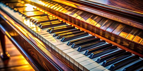 Piano Keyboard Documentary Photography, Vintage, Close-up, Lighting, Shadow, Music