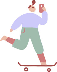 사람, 여자, 휴대폰, 걸어가는 사람, 휴대폰을 들고 걸어가는, 휴대폰을 보는, 벡터