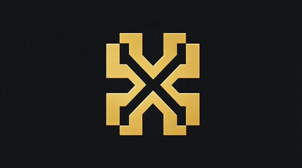 Fototapeta premium Golden Geometric X Shaped Abstract Design