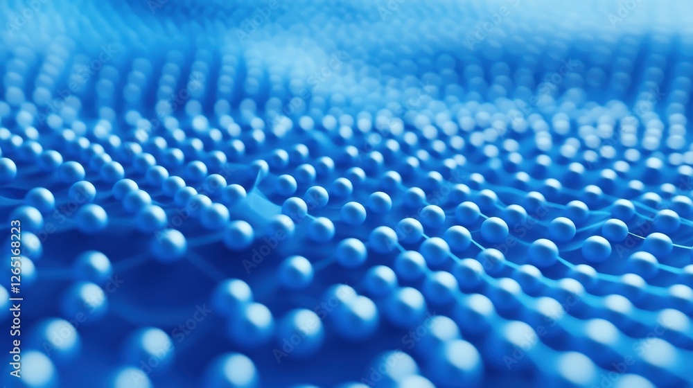Poster abstract connected dots on bright blue background. 3d rendering