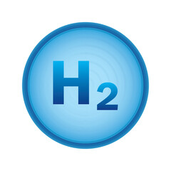 Hydrogen H2 blue bubble icon symbol. chemical model. Concept of hydrogen H2. Renewable eco-energy. Hydrogen energy based on renewable energy sources and electricity. Vector illustration EPS.