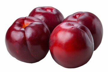 Obraz premium Few ripe plums on white background. AI image