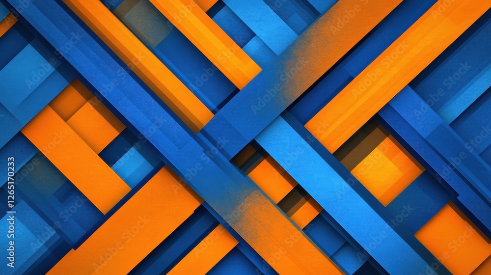 Poster abstract blue and orange background with lines - generative ai