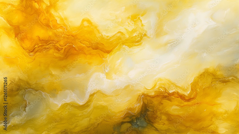 Poster watercolor abstract background on canvas with a dynamic mix of mustard colors, abstract colorful wat