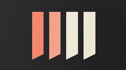 Abstract coral and off white rectangles on black background