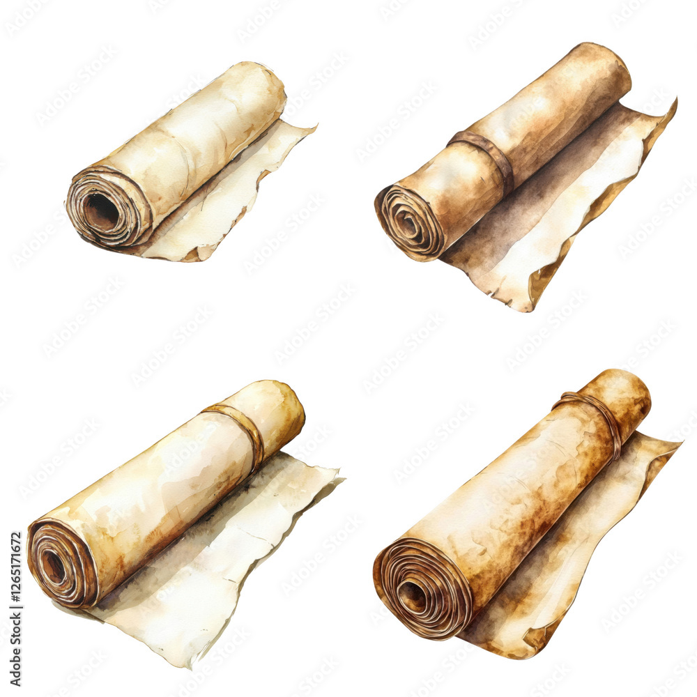 Poster watercolor scrolls with translated background artistic display classic studio environment close-up v