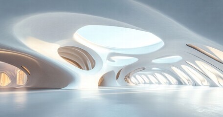 A large, empty room with white walls and a white ceiling