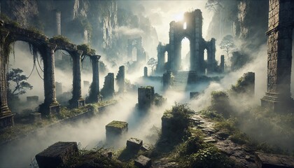 Mysterious Ancient Ruins in the Mist