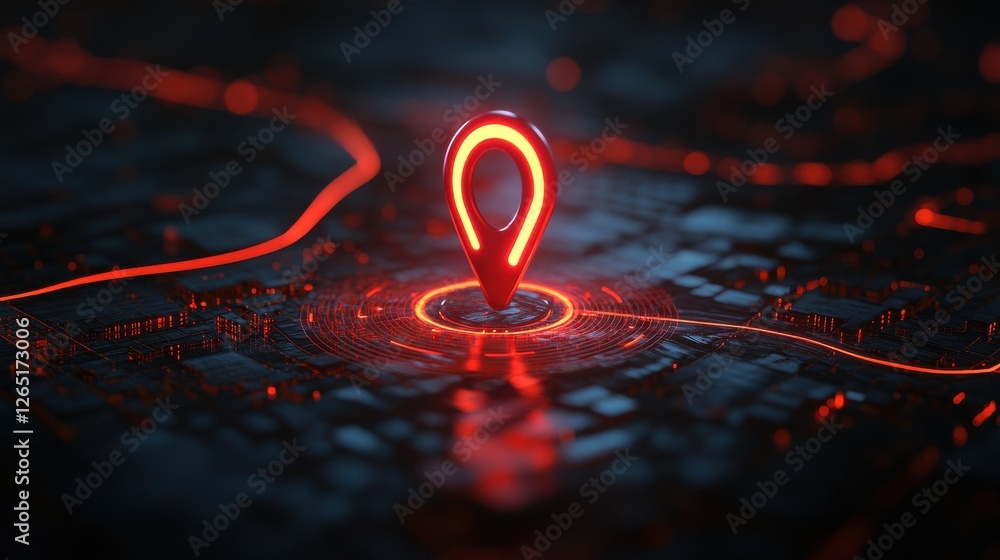 Aufkleber red geolocation marker on the map in 3d style. navigation system. pin