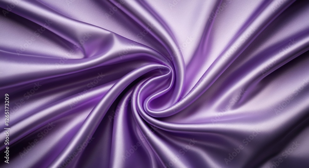 Aufkleber Soft purple satin fabric with elegant draping and ripples creating a swirling pattern ideal for backgrounds and textile design Copy Space