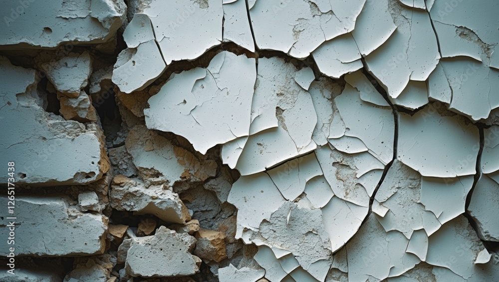Poster cracked and peeling paint on a wall showcasing texture and detail with visible layers and erosion co