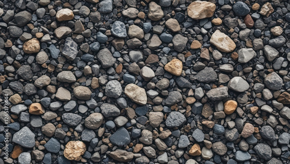 Poster colorful diverse gravel stones texture background with varying sizes and shapes. ideal for natural m