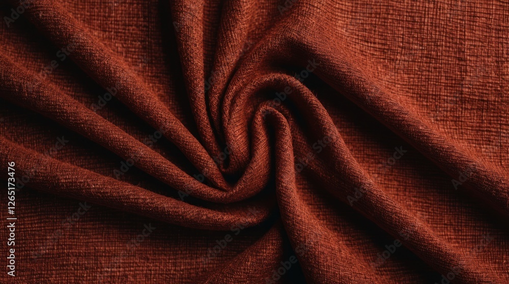 Aufkleber Textured brown fabric with swirls or folds detailed close-up shot suitable for background use and design projects Copy Space