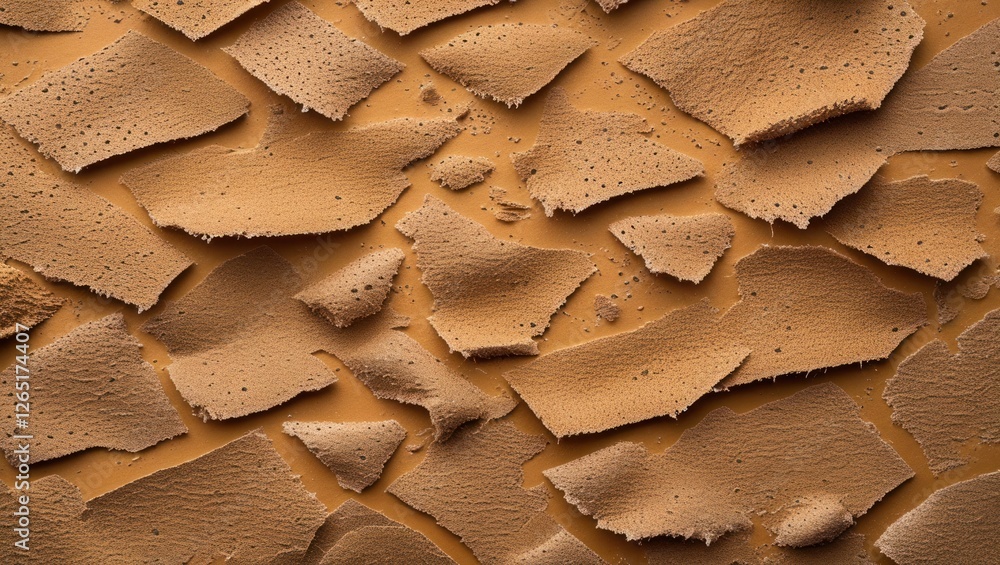 Aufkleber textured surface of cracked and peeling orange paint with layers and fragments, abstract background 