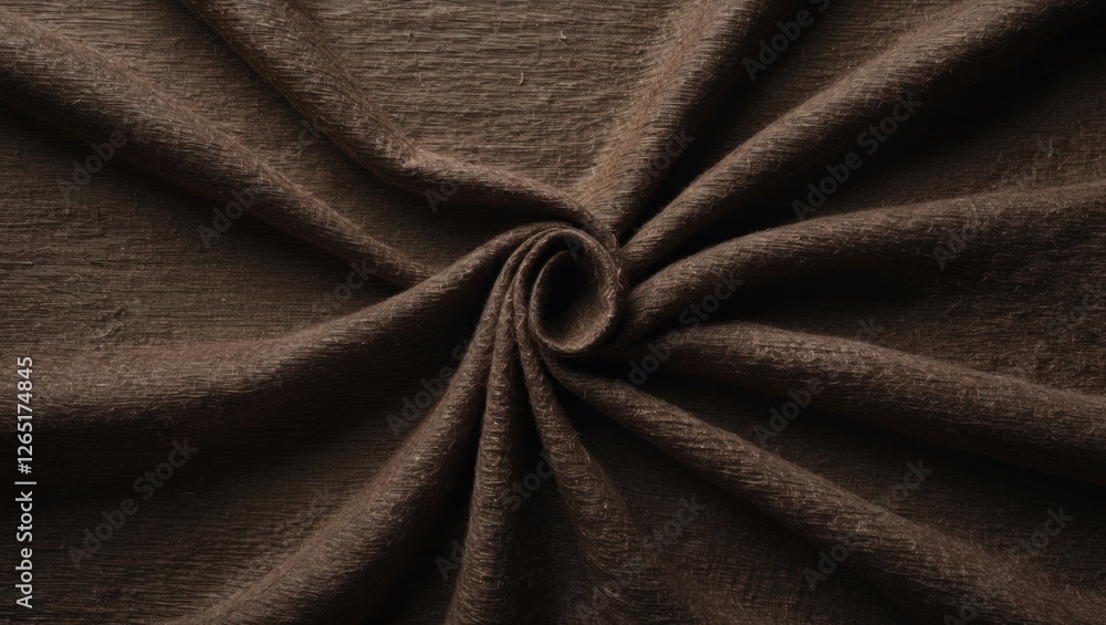 Aufkleber Brown textile fabric folded in a spiral pattern with visible texture and depth Copy Space