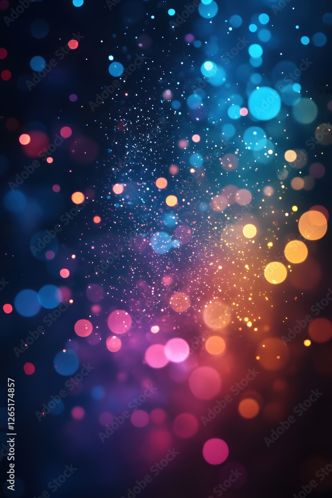Aufkleber abstract festive background with colorful bokeh lights and sparkling dust particles magic