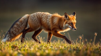 A young red fox cub, a furry mammal of the Vulpes vulpes species, stands isolated against a white background