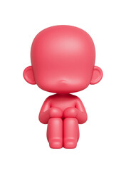 앉아있는 심플한 귀여운 아이 캐릭터 목업 Sitting Simple Cute Child Character Mock up