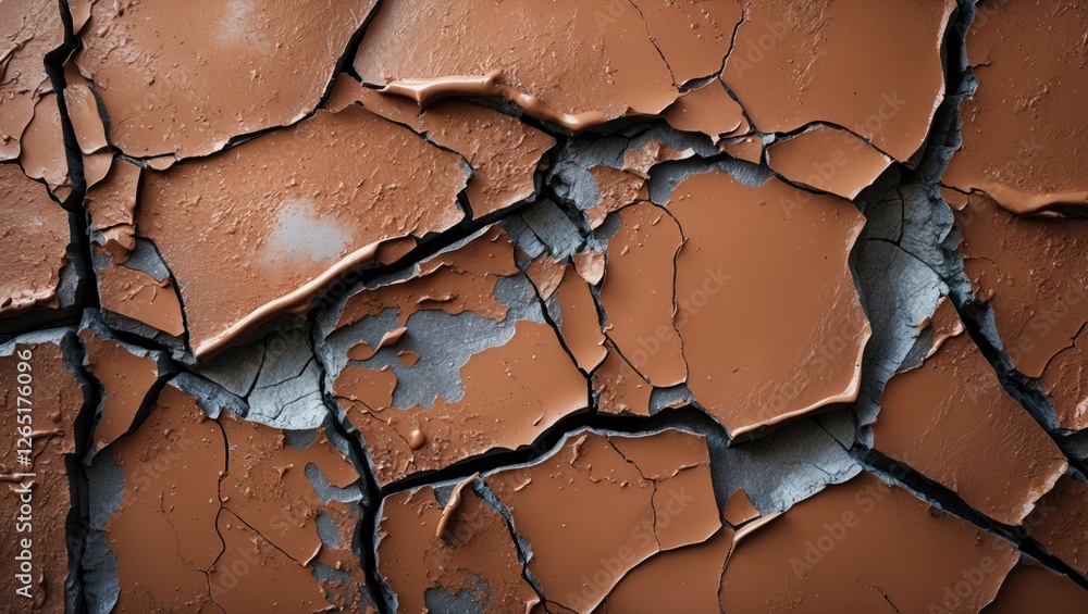 Aufkleber Cracked texture of old paint on a surface with variations in color and depth Copy Space