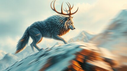 Wild mammals including a wolf in the snow, a wolf in the forest, and a wild boar in the forest
