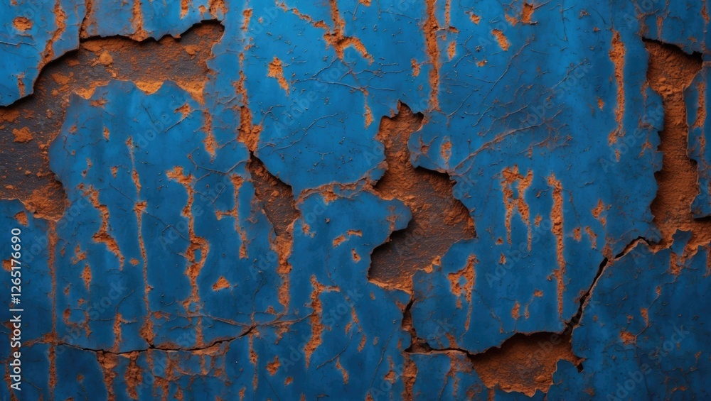 Aufkleber Rusty blue peeling paint texture with cracks and rough surface for background or design use Copy Space