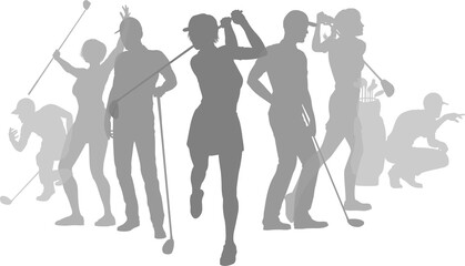 Golfers Golfing Silhouette Golf People Silhouettes
