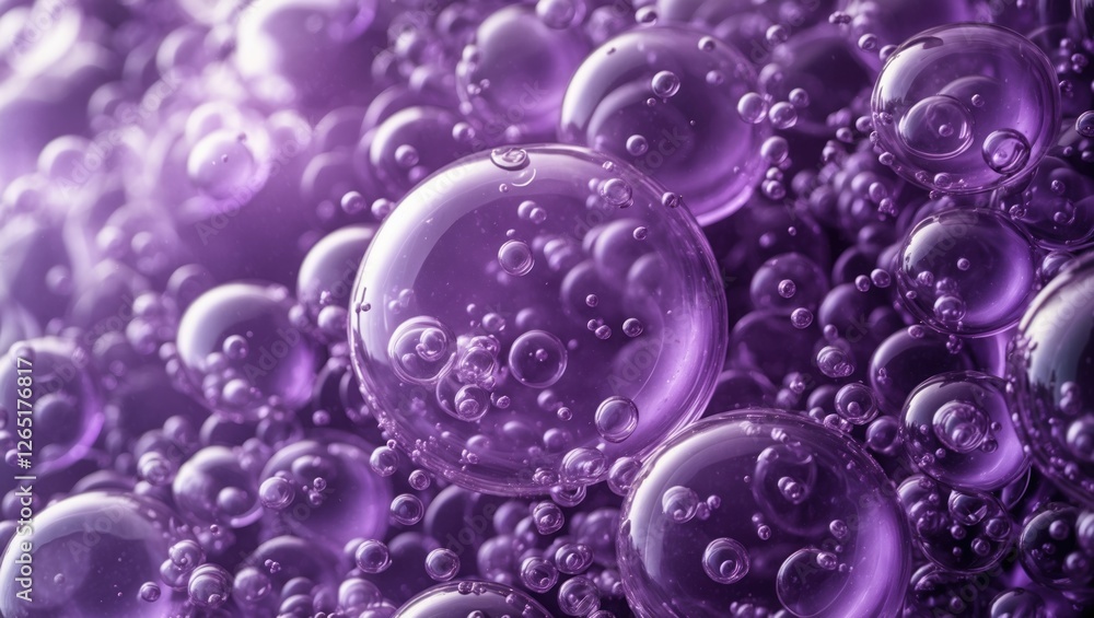 Aufkleber Purple bubbles abstract background with light reflections and depth of field Copy Space