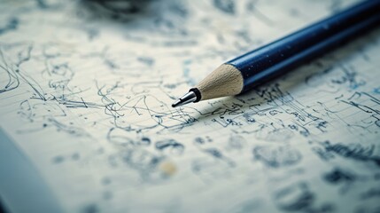 An artistic close-up of a notebook page filled with intricate scribbles, patterns, and spontaneous doodles, highlighting the raw, unfiltered expression of creativity.