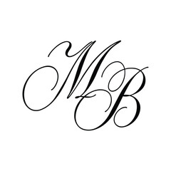 MB Calligraphy Monogram Initial Letters Logo