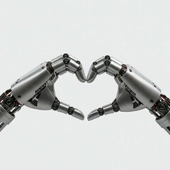 Robot hands forming a love heart with its fingers
