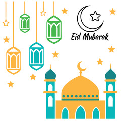 Ramadan & Eid Mubarak vector illustration