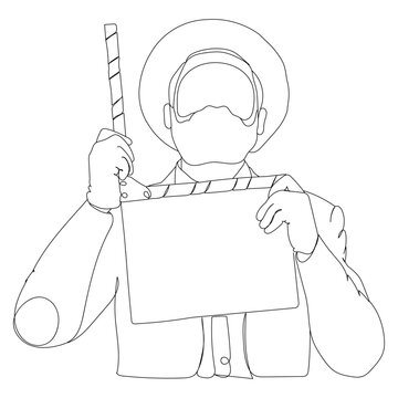 line art director holding clapperboard clip art preview