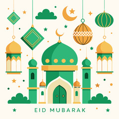 Ramadan & Eid Mubarak vector illustration 