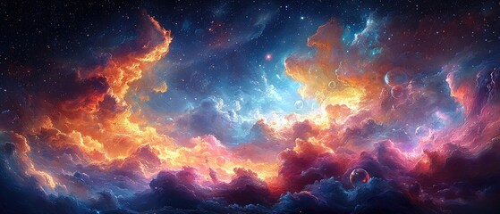 Colorful nebulae in space, possible use for wallpaper