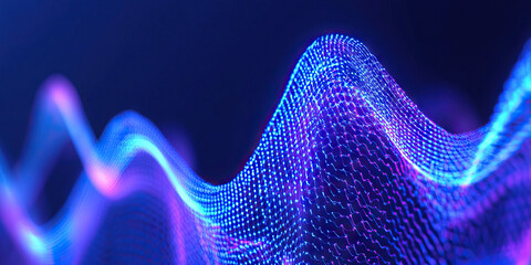 Abstract Luminous Waveform: Blue and Purple Network