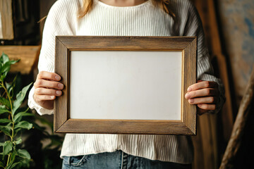 woman holding frame