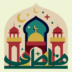 Fototapeta premium Ramadan & Eid Mubarak vector illustration