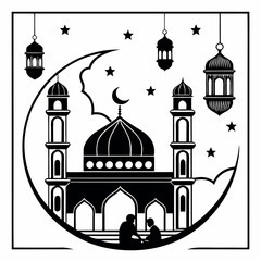 Ramadan & Eid Mubarak vector illustration