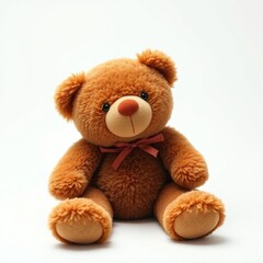Obraz premium A professional-quality, high-resolution stock photo of a soft brown teddy bear set against a pure white background. 