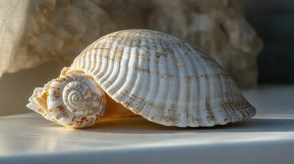 Obraz premium Elegant seashell, spiraled beauty, ocean treasure.