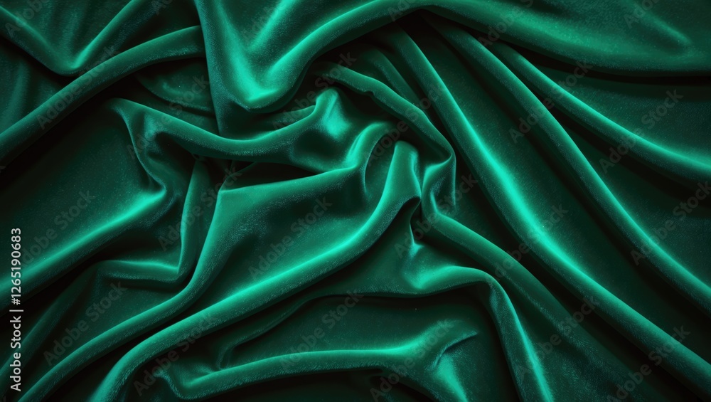 Poster green velvet fabric texture with soft folds and creases suitable for background use and design proje