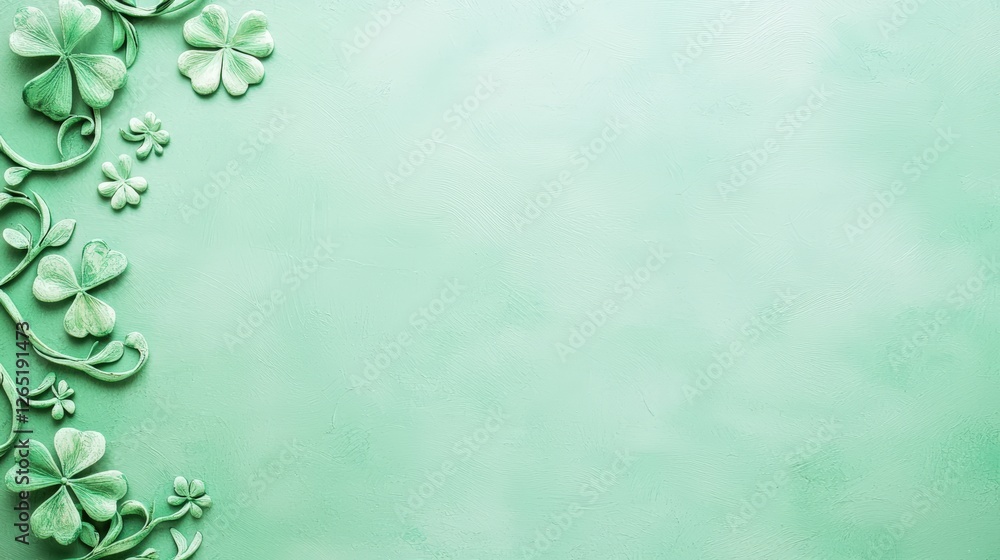 Poster a soft green background adorned with intricate floral designs, creating a serene and elegant atmosph