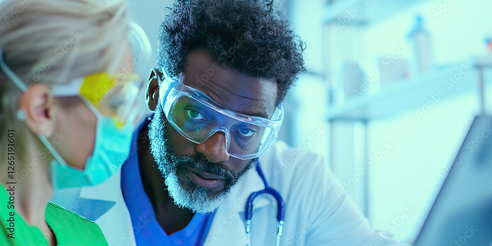 Poster scientists collaborating in a laboratory setting